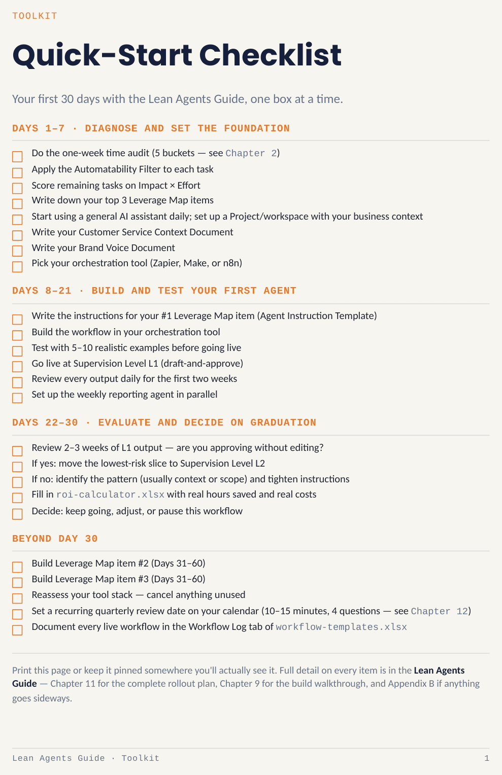 Quick-Start Checklist preview